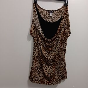 Star Vixen Animal Print Cowl Neck Tank Top